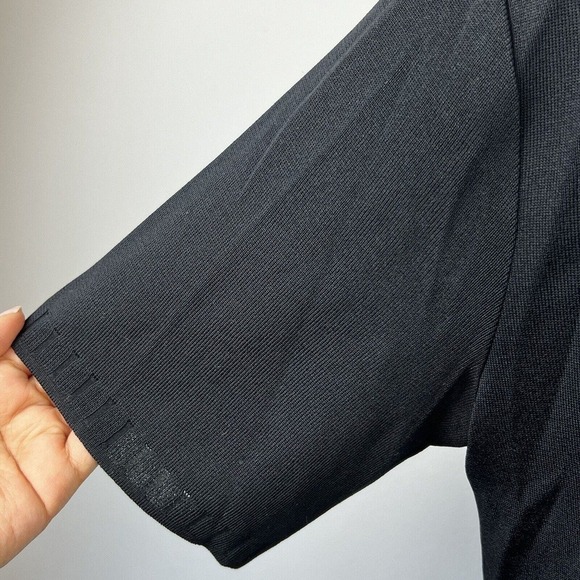 Exclusively Misook Black Short Sleeve Knit Midi Dress size M V Neck - Picture 4 of 9